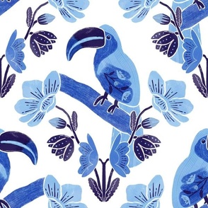 Exotic Enchantment: Toucans & Flowers - blue