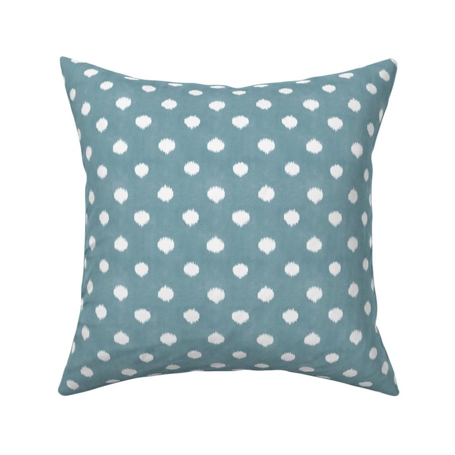 Boho-Inspired Hand-Drawn Textured Ikat Polka Dot in Teal Blue and Off-White (Small)