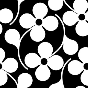 Tumbling Flowers Black and White (XL)