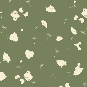 Dandelion Dreams in Pastel Earthy Moss Green Color