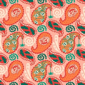 HALLOWEEN Paisley red (LARGE)