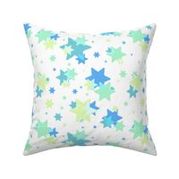 Pastel stars confetti overlay textured - lime green, mint green, teal, cerulean blue