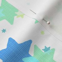 Pastel stars confetti overlay textured - lime green, mint green, teal, cerulean blue