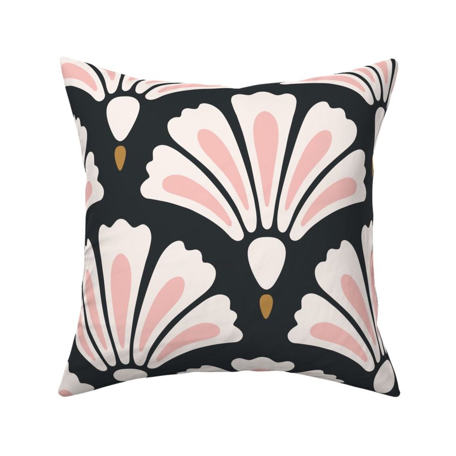 Art Deco Flower Tops - charcoal cream pink