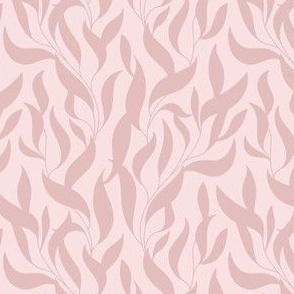 Small - Modern Trailing Leaf Branches in Pastel Pink