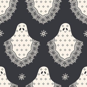 Spooky Halloween Vintage Crochet Ghost in Charcoal