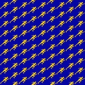 Sports, Running, Boy’s High School Track, Men’s College Track, Track & Field, School Spirit, Royal Blue and Gold, Blue and Yellow Fabric-Small