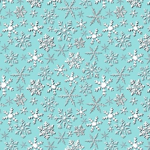 Snowflakes-On-Tropical-Blue-Christmas-Fabric- At-Spoonflower 