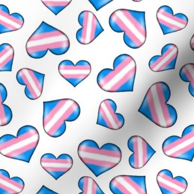 Transgender  Flag Hearts - White