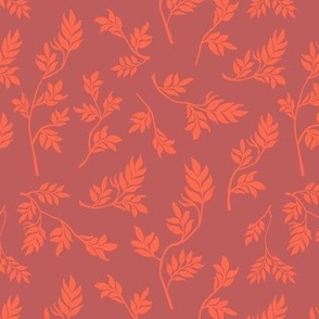 Small Scale Orange Winding Leaves On A Purple Gray Background - 031