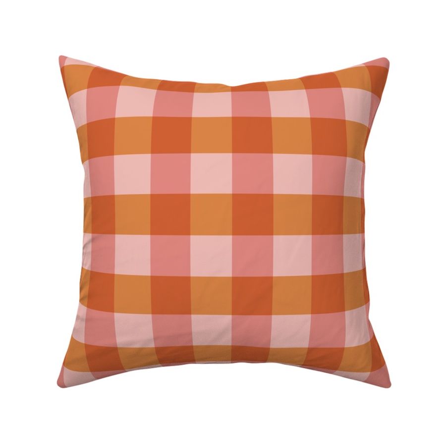 Farmhouse Gingham in orange and pink