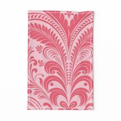 Elegant Damask Petals Seamless Pattern in Doll Pink - Large Scale