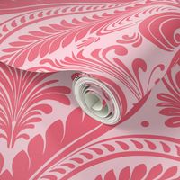 Elegant Damask Petals Seamless Pattern in Doll Pink - Large Scale