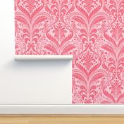 Elegant Damask Petals Seamless Pattern in Doll Pink - Large Scale