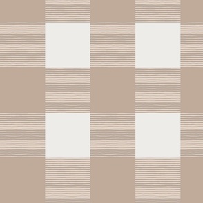 (L)Gingham Checker Tattersall in warm vanilla brown