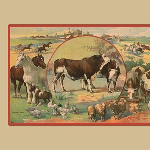 Vintage Agricultural Fair with Cattle for Fat Quarter 3