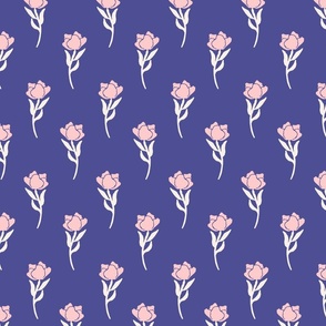 Art Nouveau Rosebud Flower Stripes in pink and purple