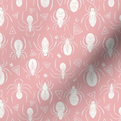 Spiders Tribal Crawling Spiders spooky watercolor Halloween 6in Medium Rose Pink