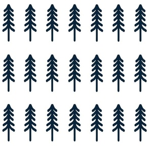 (M) MINIMAL FOREST TREES  WOODLAND  - Navy Blue and white