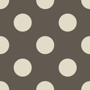 Sand-beige-white-regular-polka-dots-on-vintage-carbon-grey-brown---XL-jumbo