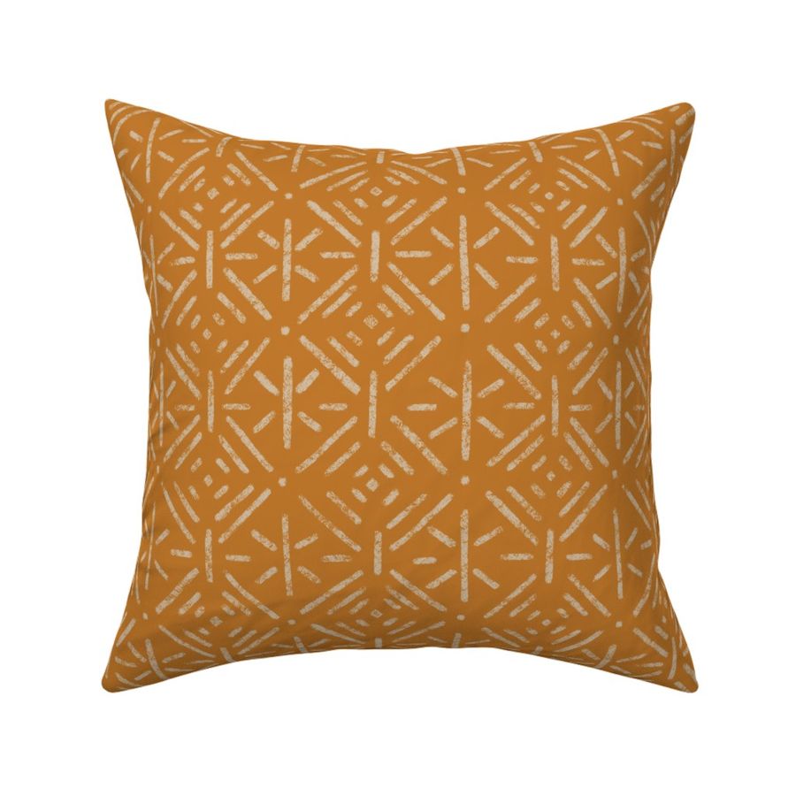 Rustic abstract design (M) boho block print -  vanilla on ochre