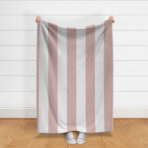 C023 - 6" jumbo Classic vertical stripes in muted blush dusty pink and ivory cream