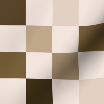 checkers multi colored, tonal brown beige 2 inch checkerboard, monochromatic