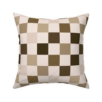 checkers multi colored, tonal brown beige 2 inch checkerboard, monochromatic