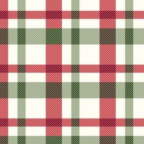 Natural Cottagecore Plaid - red, green, white