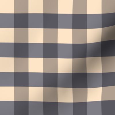 Cottagecore Halloween Taupe Gray Gingham Blue Steel Silver and Cream Bisque - Thanksgiving and Fall Check