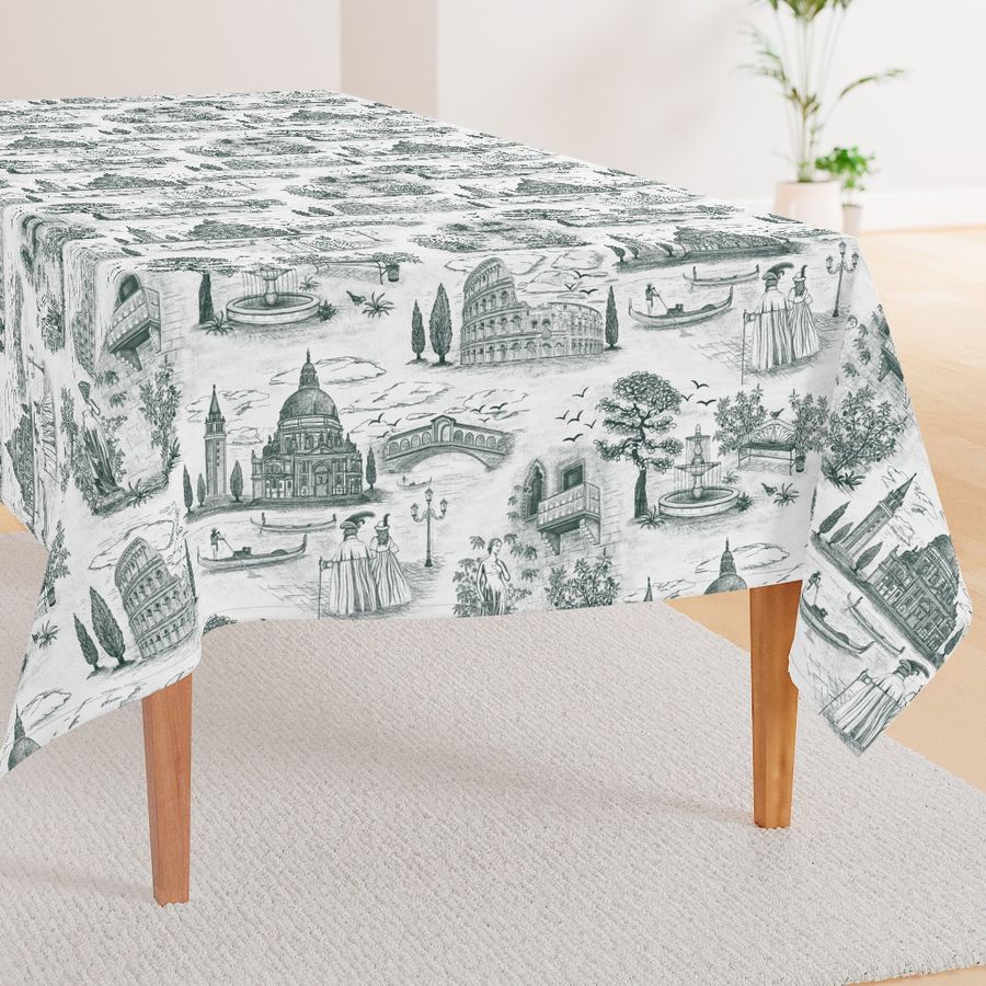 (L) Travel to Italy dark green toile de jouy L scale 