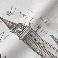 (L) Travel to Italy dark brown toile de jouy L scale 