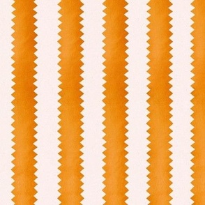 Large Scale // Watercolor Painted Vertical Zig Zag Sawtooth Stripes in Orange