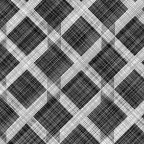 Grid Plaid Linen - Black White