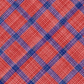 Grid Plaid Linen - Blue Red