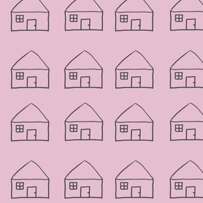 Tiny Houses in Pink and Gray