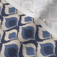 Small Geometrical Ogee Ikat in Benjamin Moore Blue Nova, Stunning & Pristine