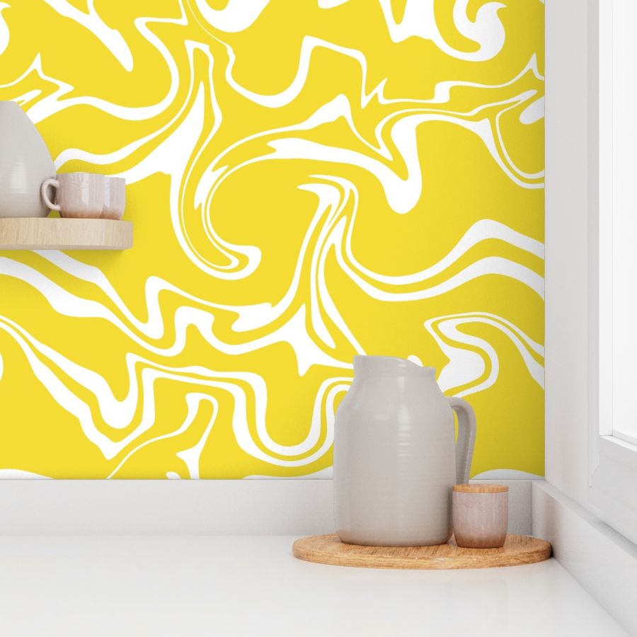 Yellow swirls - modern 70s retro