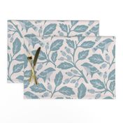 (large)  Sparrow Birds And Gooseberries Winter Holiday Modern Farmhouse Nursery Blue On Ecru Off White