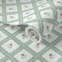 Rose Trellis - Leaf Green & Khaki Combo - Smaller Scale