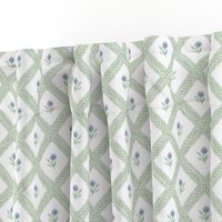 Rose Trellis - Pistachio & Blue Combo - Smaller Scale