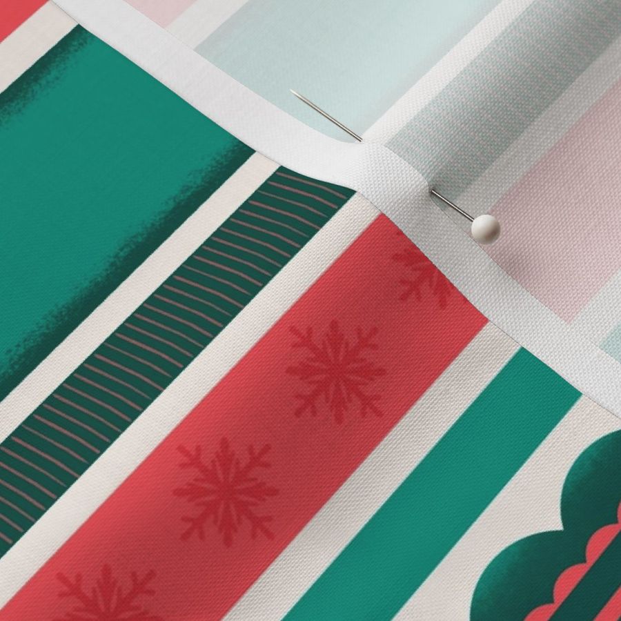 Red and Green Holiday Ribbon Stripes 