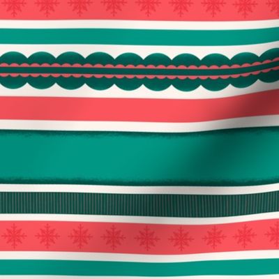 Red and Green Holiday Ribbon Stripes 