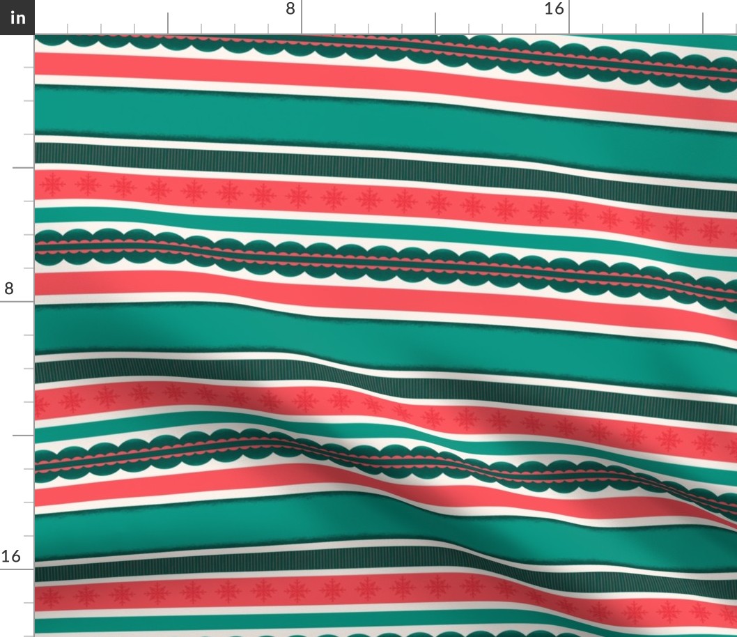 Red and Green Holiday Ribbon Stripes 