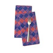  Argyle Checker Plaid Linen - Blue Red