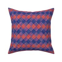  Argyle Checker Plaid Linen - Blue Red