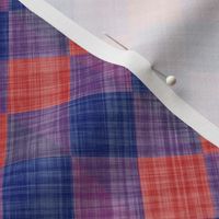  Argyle Checker Plaid Linen - Blue Red