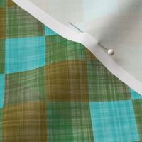  Argyle Checker Plaid Linen - Brown Turquoise