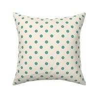 Classic Polka dots in Emerald Mint Jade green and ivory blender co-ordinate for bedding, quilting, kids