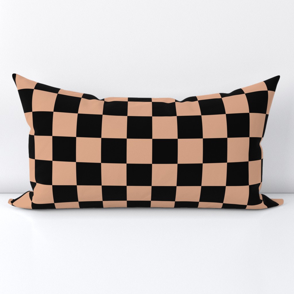 checkerboard checks square grid 2 two inch copper brown and black geometric